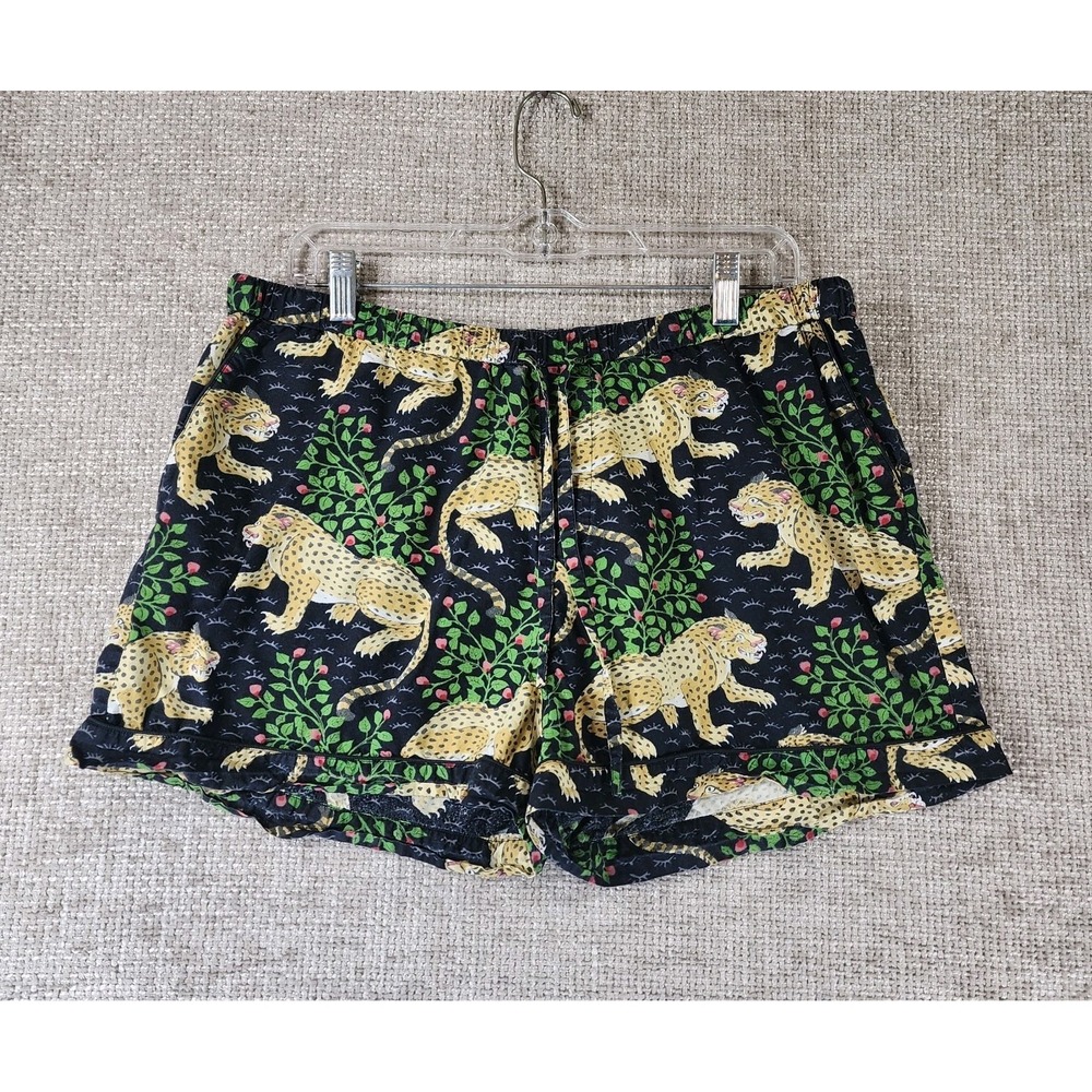 Printfresh Cotton Pajama Shorts Womens L Black Bagheera Panther Pockets